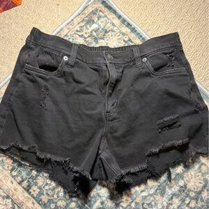 Aerie Charcoal Distressed Jean Shorts
